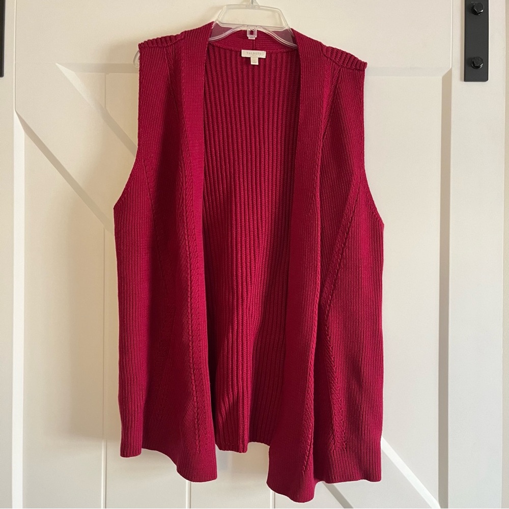 Magenta Knit Vest Cardigan